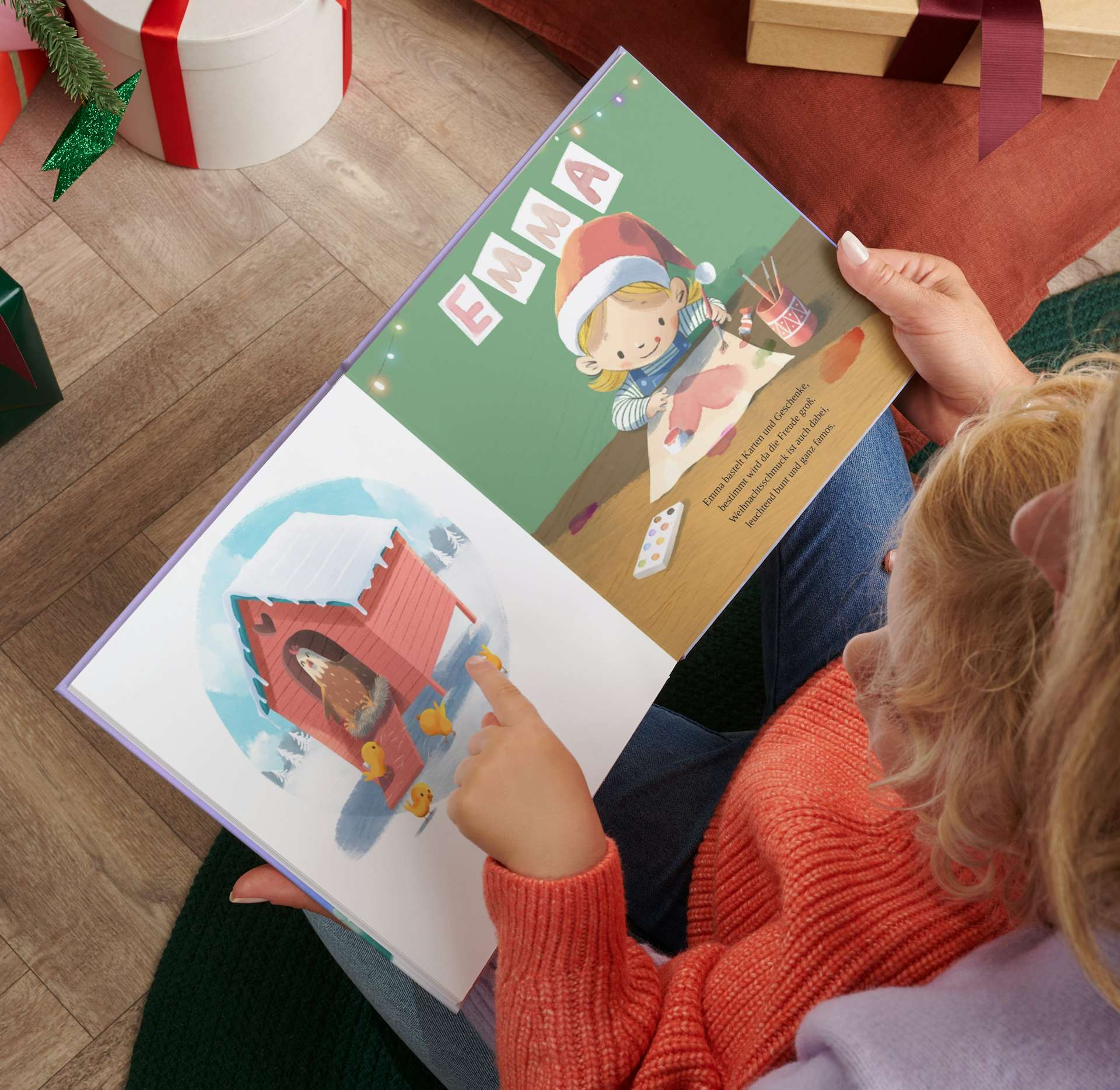 child reading christmas kindness for you book