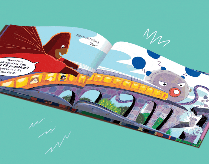 Different spreads inside My Daddy Superhero