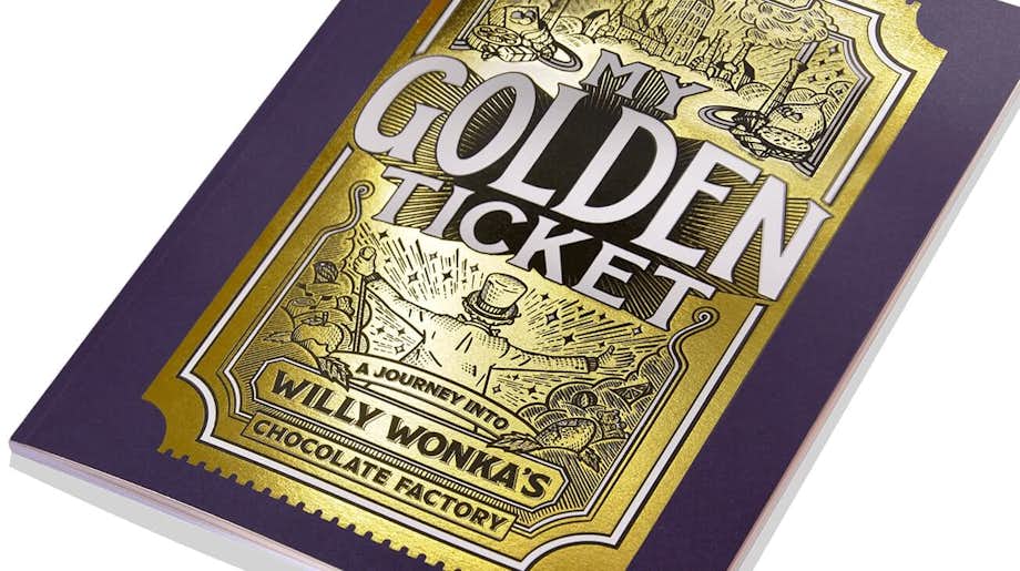 A close up shot of My Golden Ticket book with the golden ticket on the cover