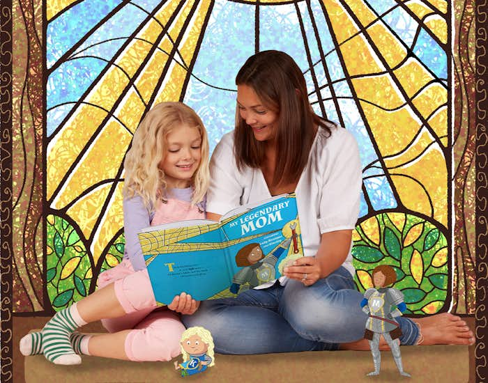 A mother and her child reading the book