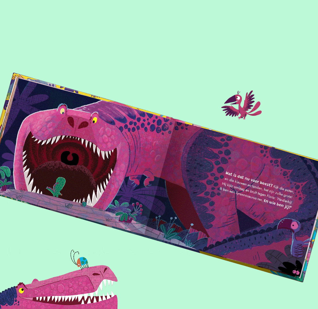 Dinosaurus illustraties in het boek