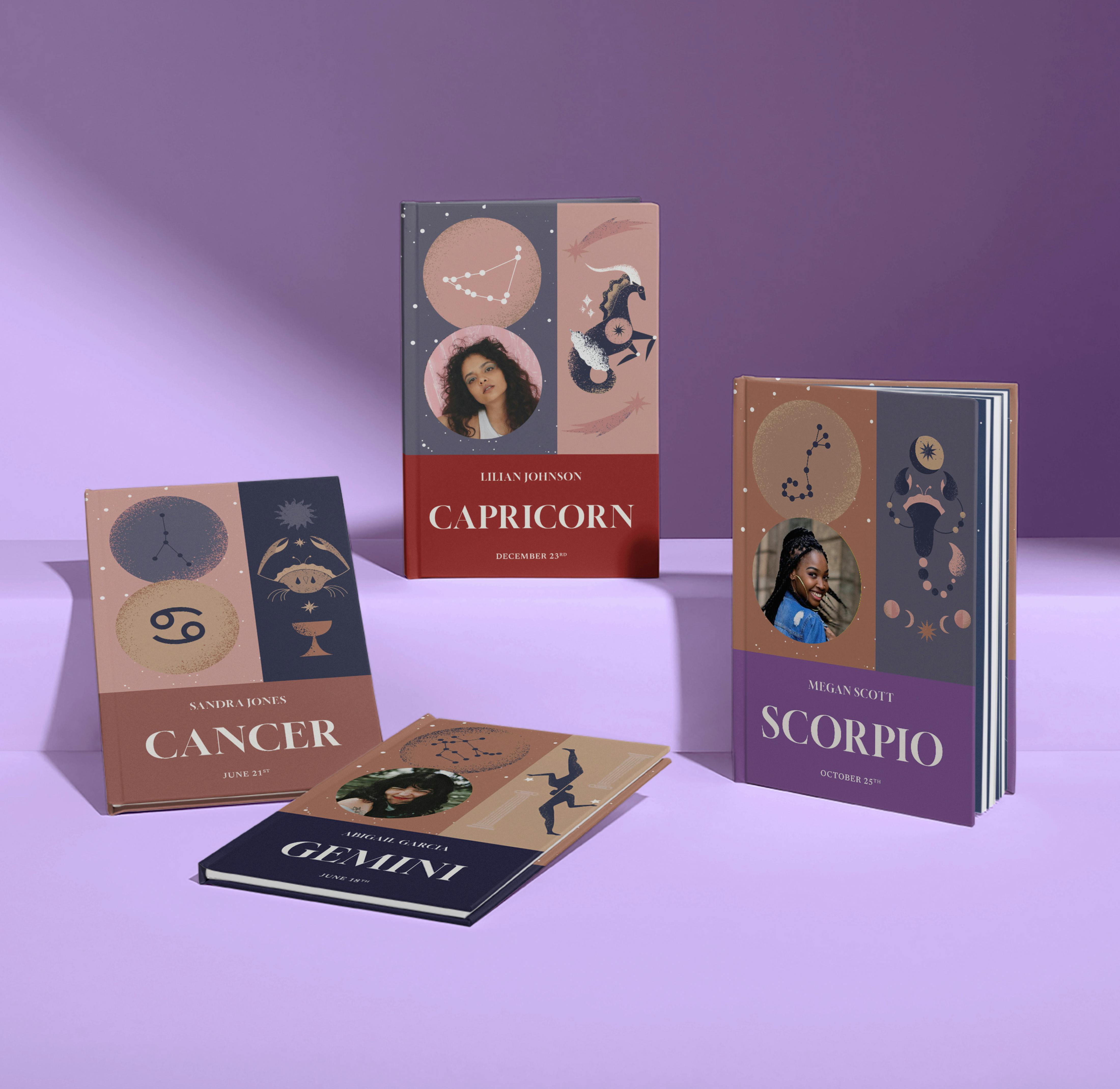 four front covers of powerful personalised astrology book