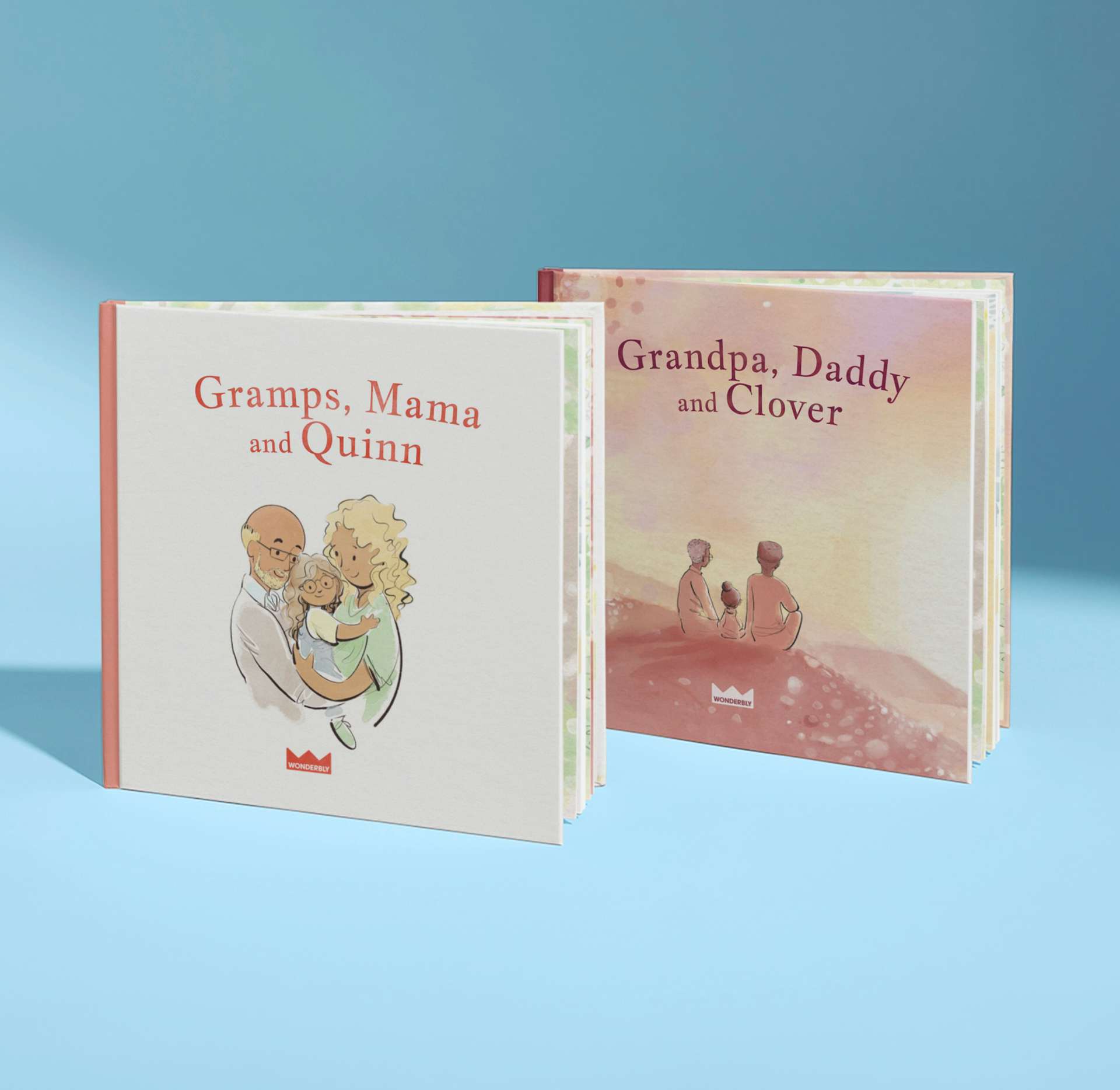 two front covers of grandad, daddy and me book