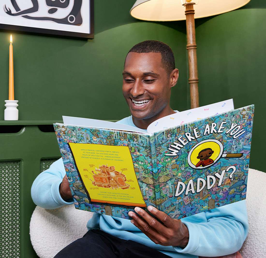 man reading where are you grown ups for Daddy