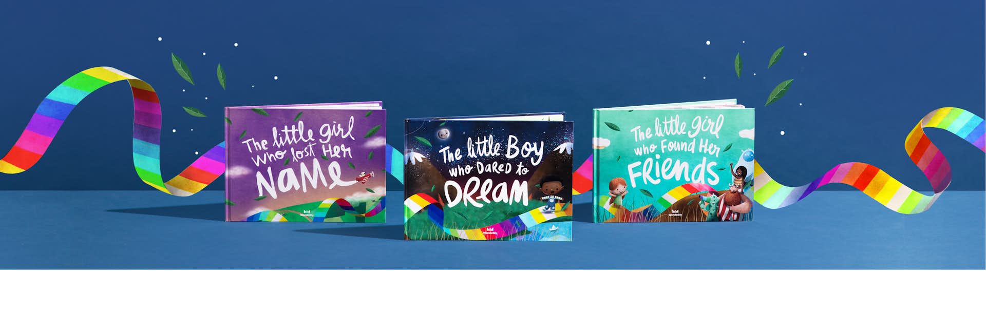 An image showing the Lost My Name World of books and their different cover colours