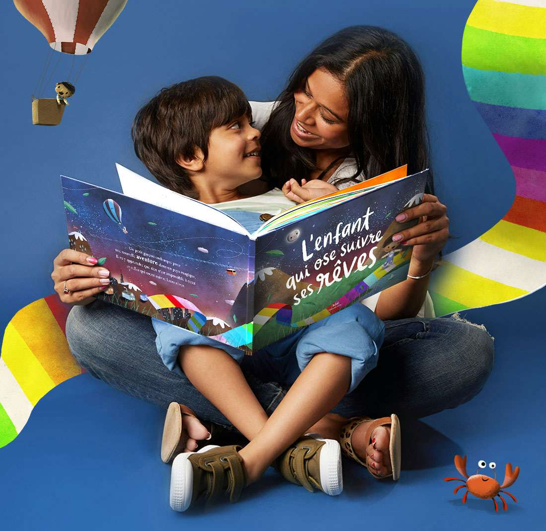 Un enfant et un adulte lisant Une page de l'intérieur de L’enfant qui ose suivre ses rêves