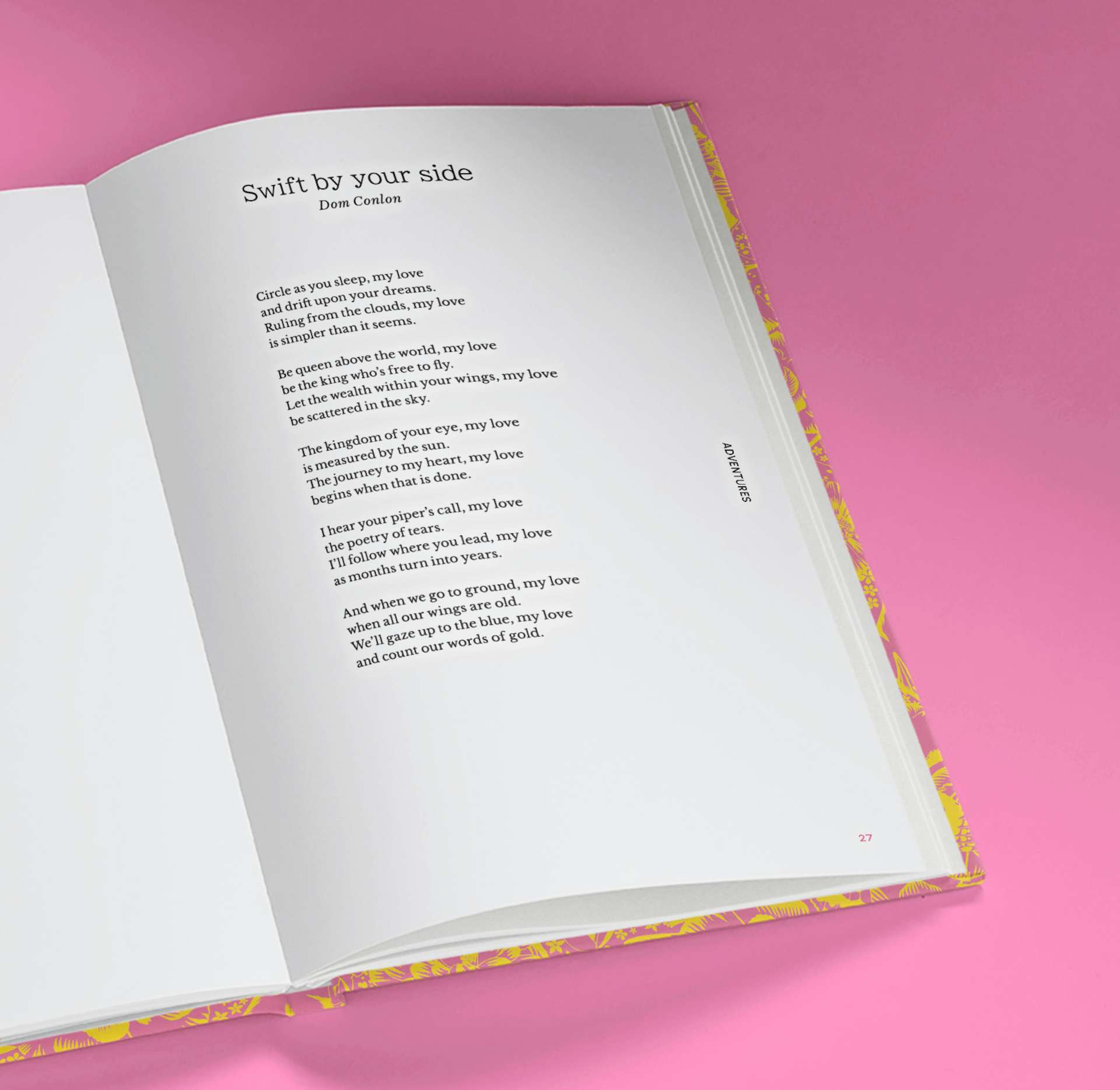 Inside of the book showing a poem