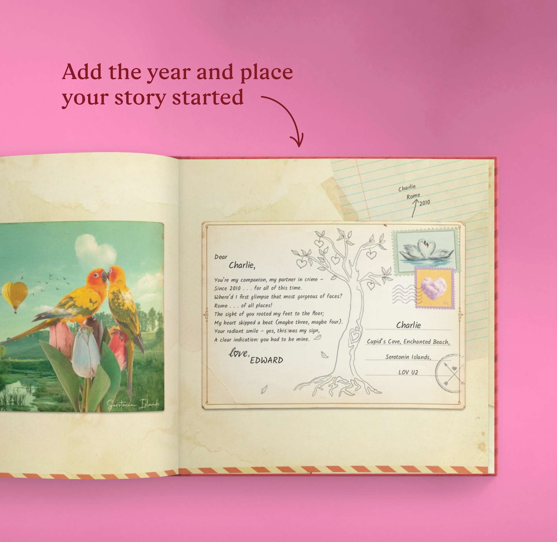 open page of our love story valentines edition