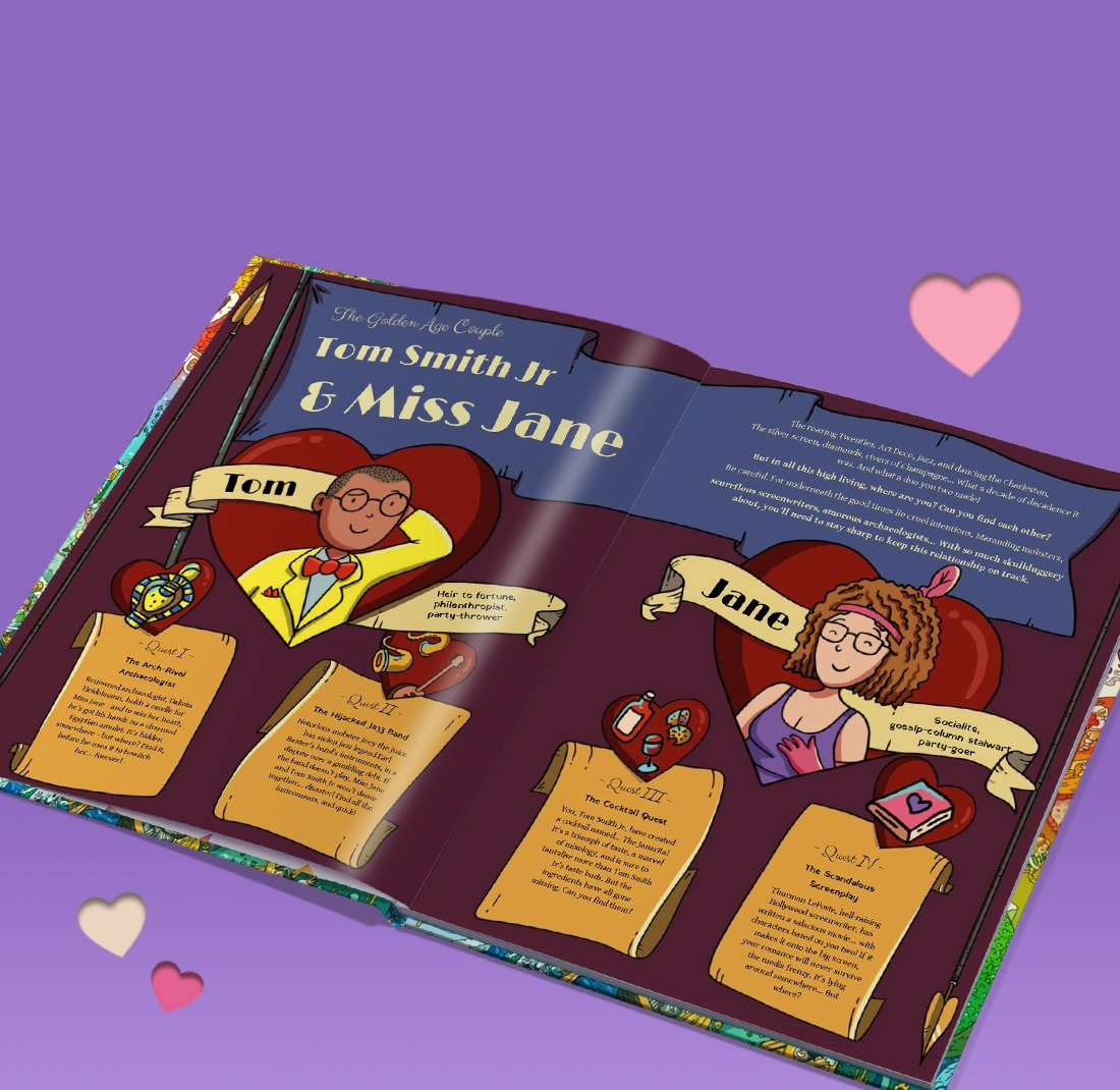 Personalized names and characters inside the book