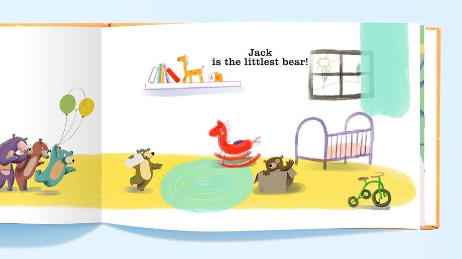 A zoomed-in image of the moment when everyone finds the little bear hidden.