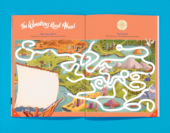 Inside spreads in Wonderbly Colouring and Activity Book