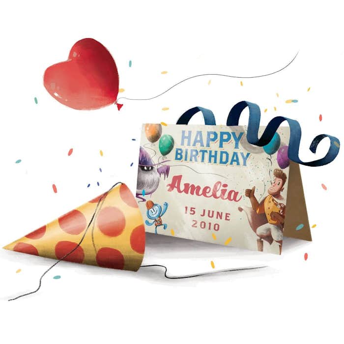 The Birthday Thief Book - Product Description about a personalised card which has your birth months and the characters of that birth date.
