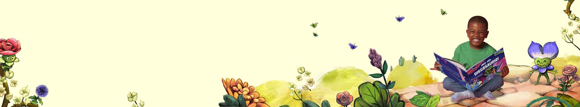 libro de lectura infantil con ilustraciones de flores y vegetación