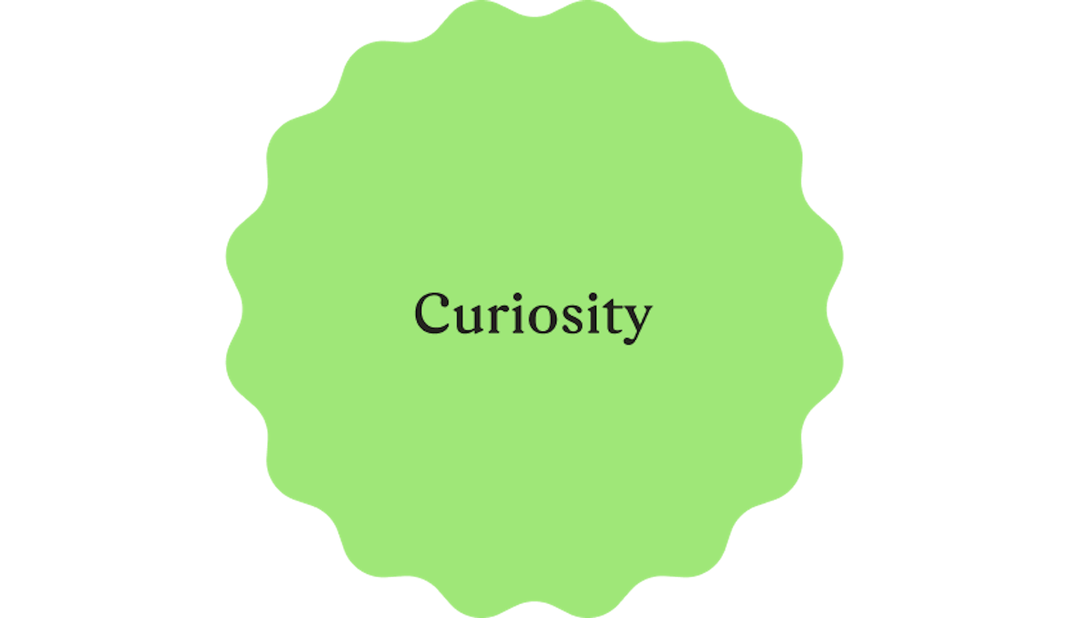 green circle with the word curiosity inside
