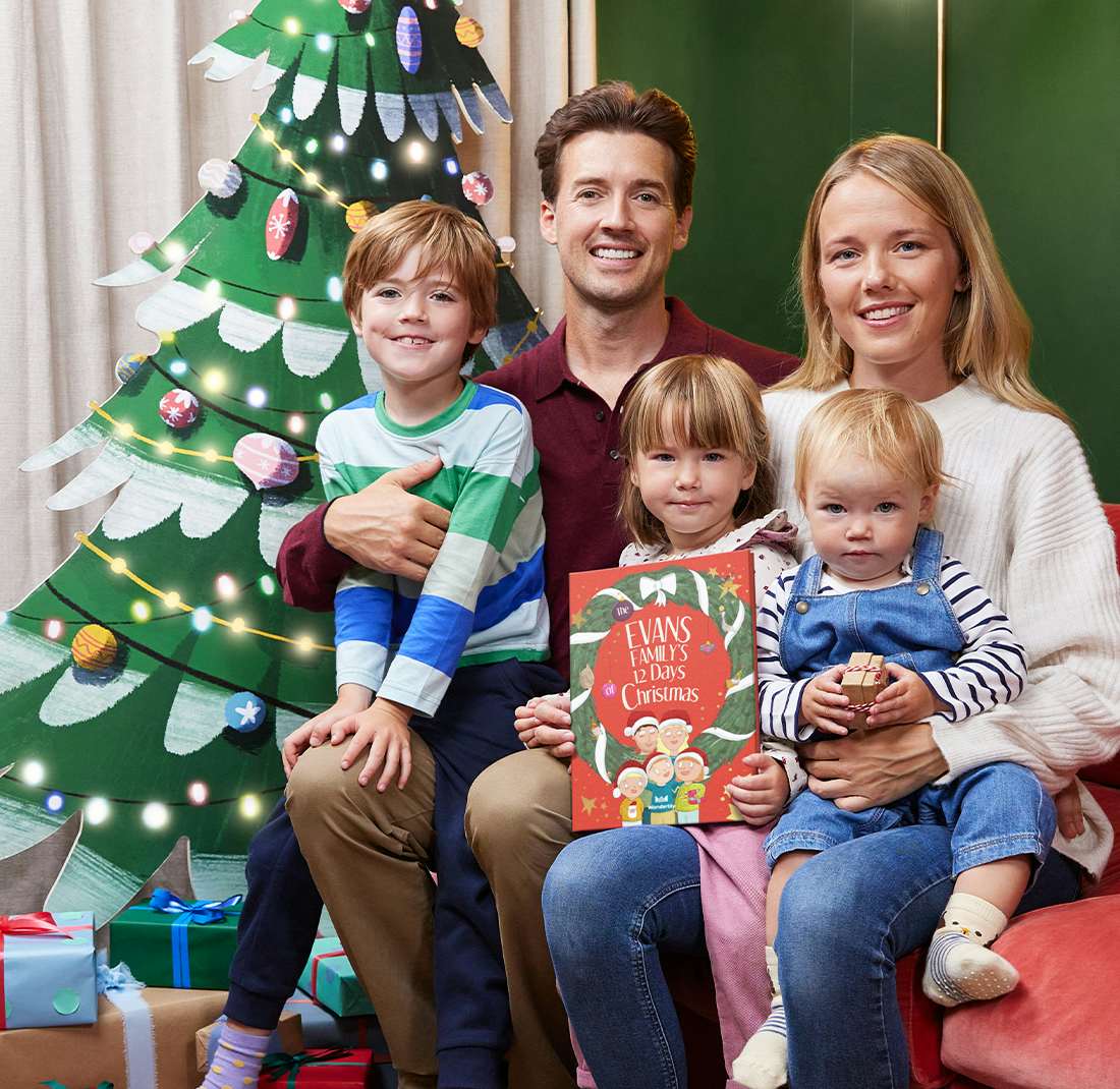 A family and their personalised christmas book