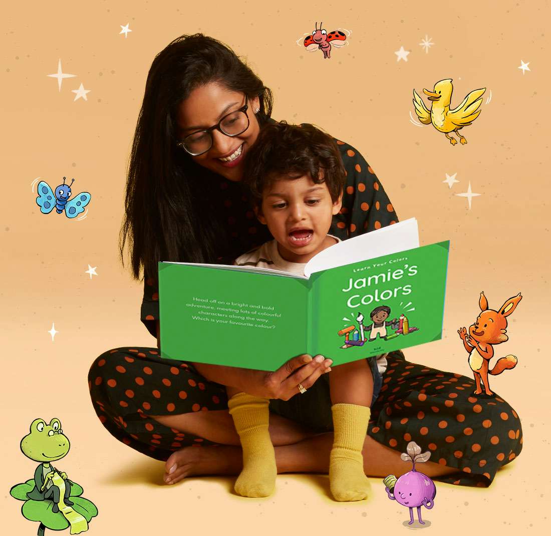 Mother reading the book with her son