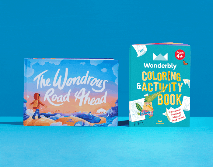 Wonderbly Coloring and Activity Book and the Wonderbly library
