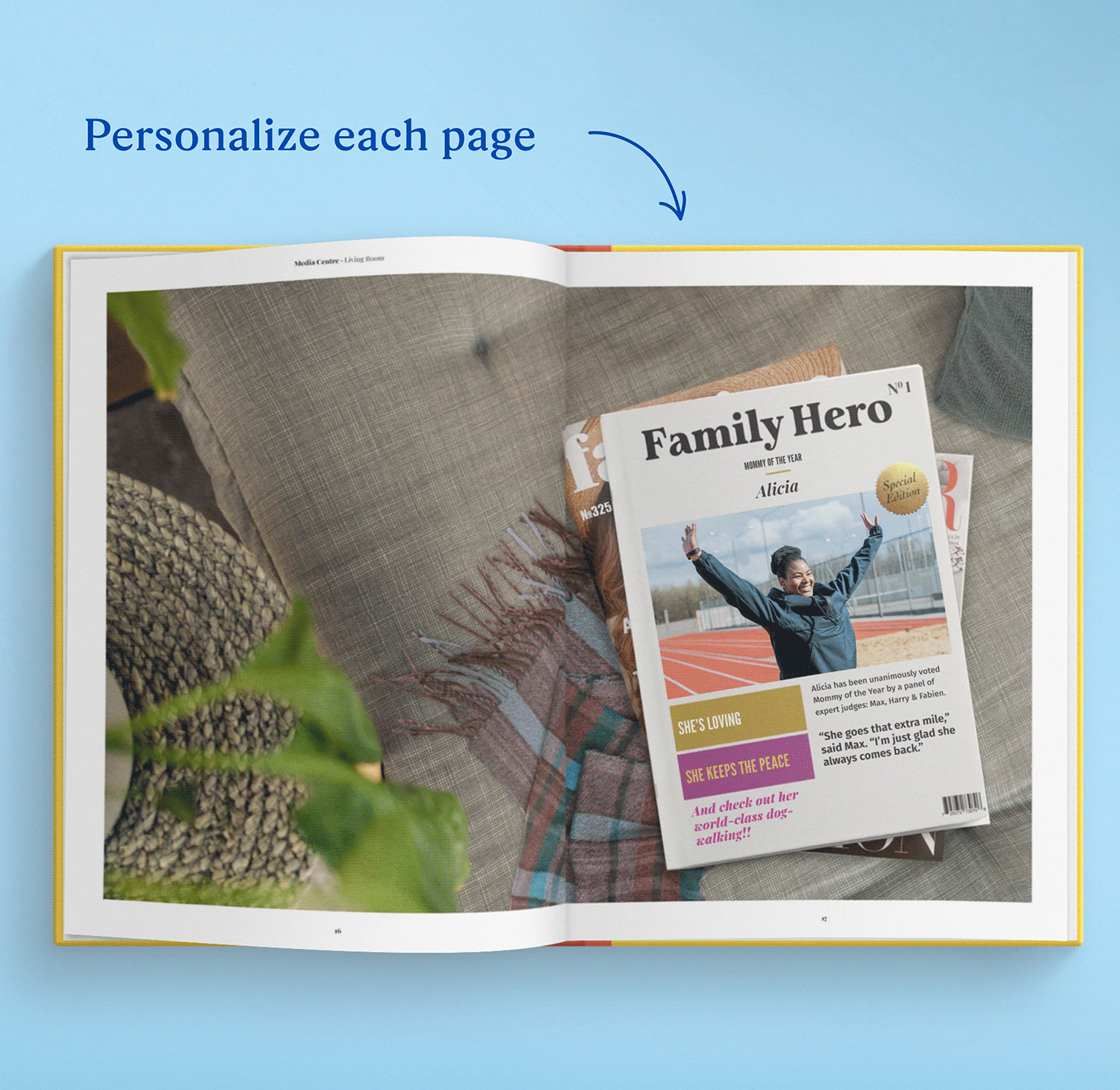 GIF showing the personalised pages of the book