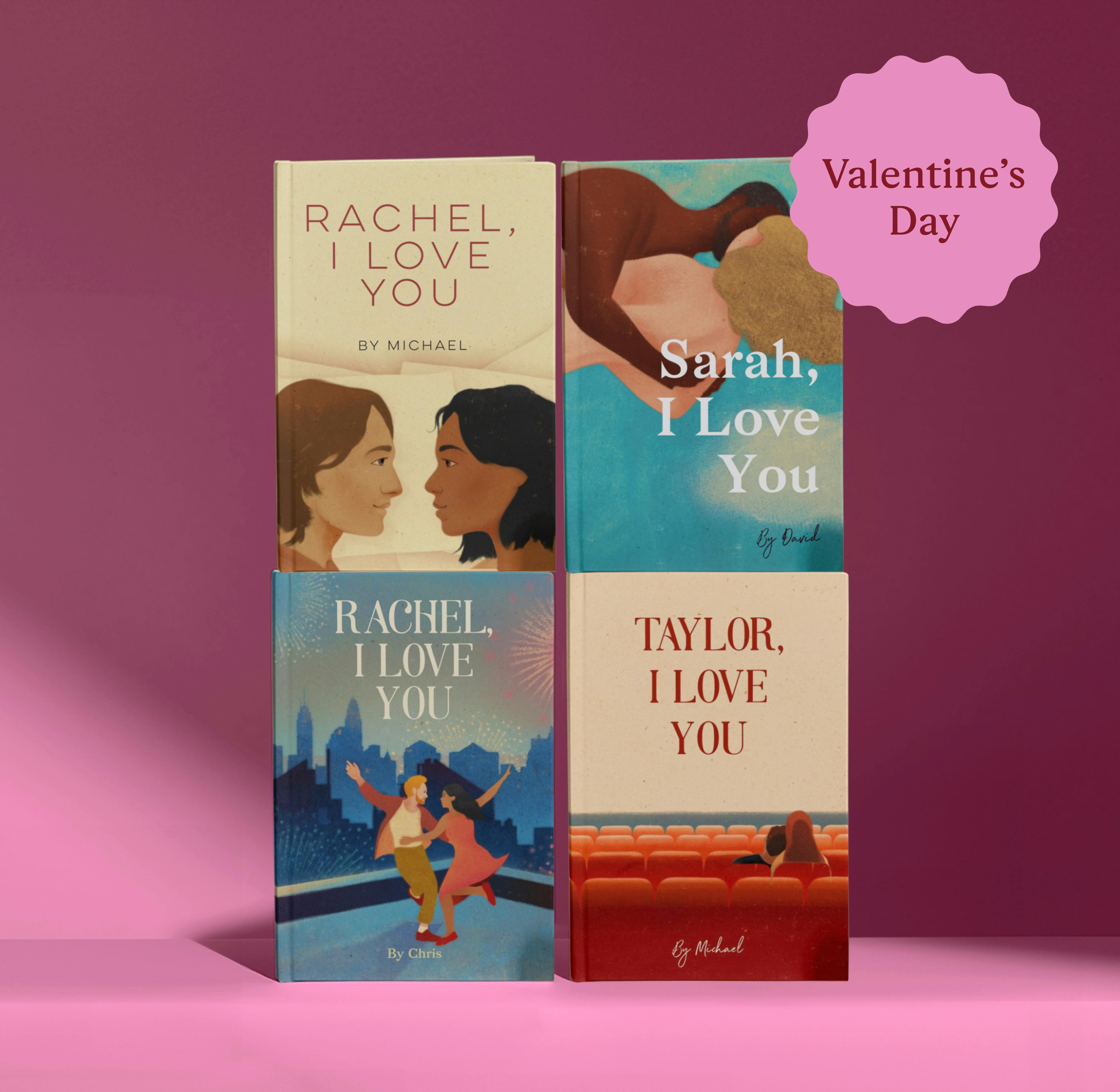 Four personalised book covers