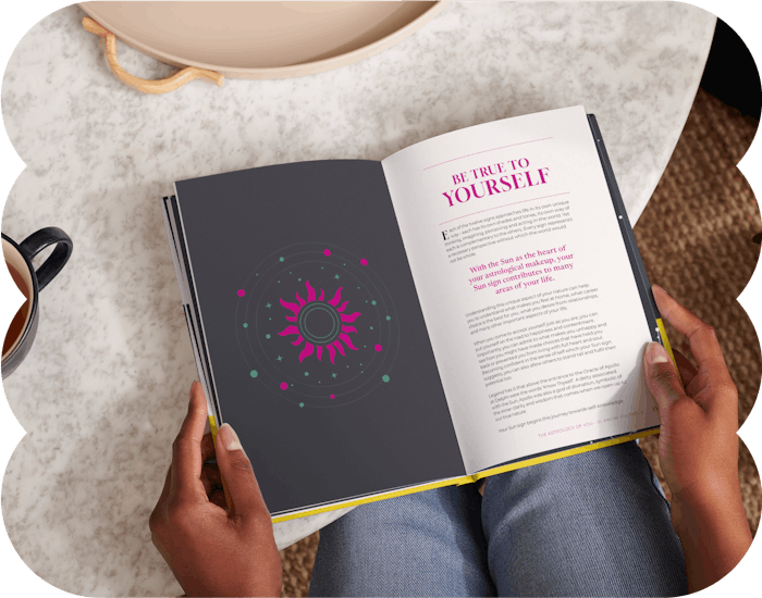 open page of modern personalised astrology book