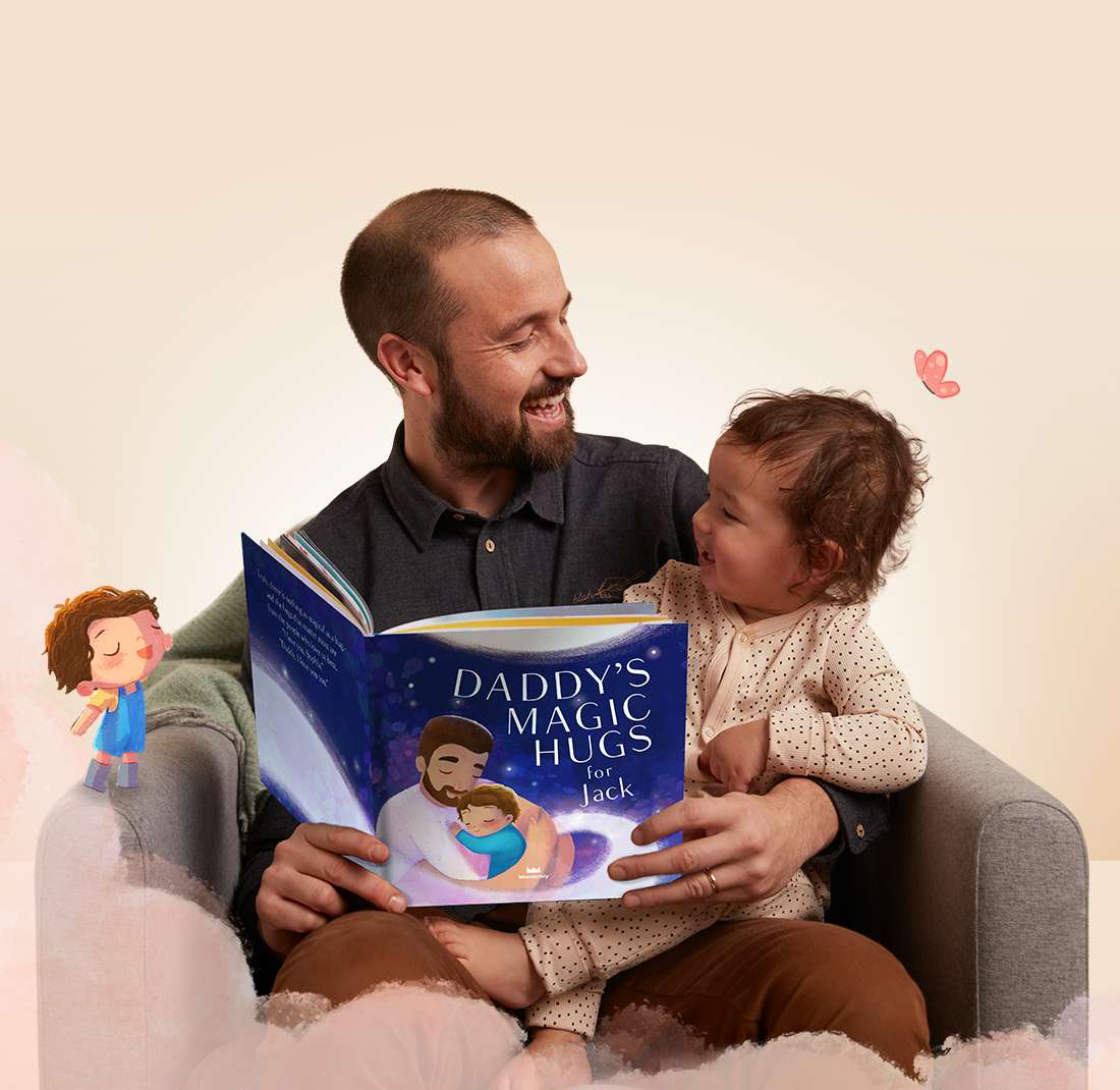 A dad and his child reading the book