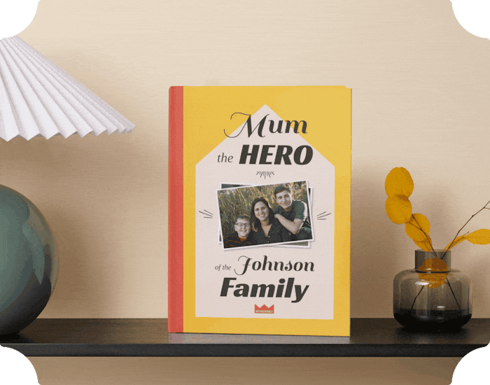 gif of personalised books on a shelf