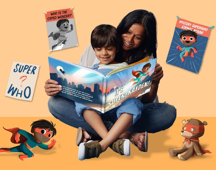 Mother and her son reading the book