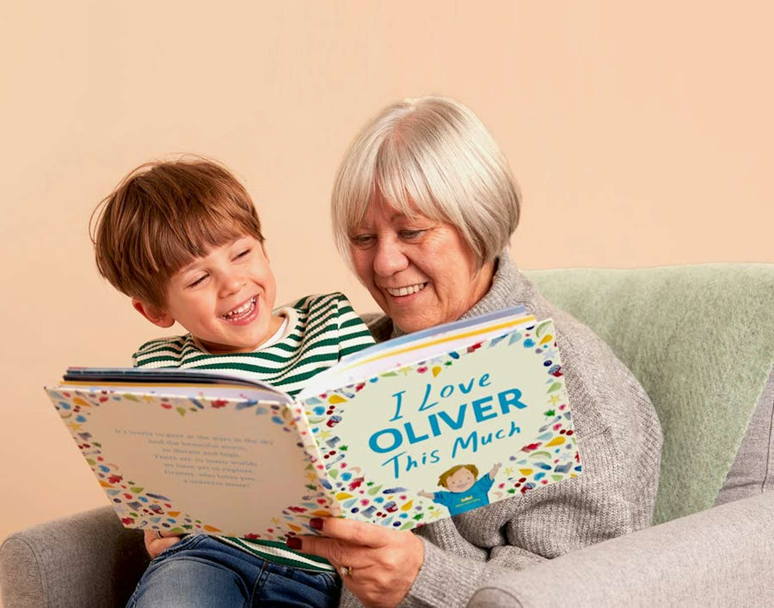 Grandma and grandchild reading I Love You This Much