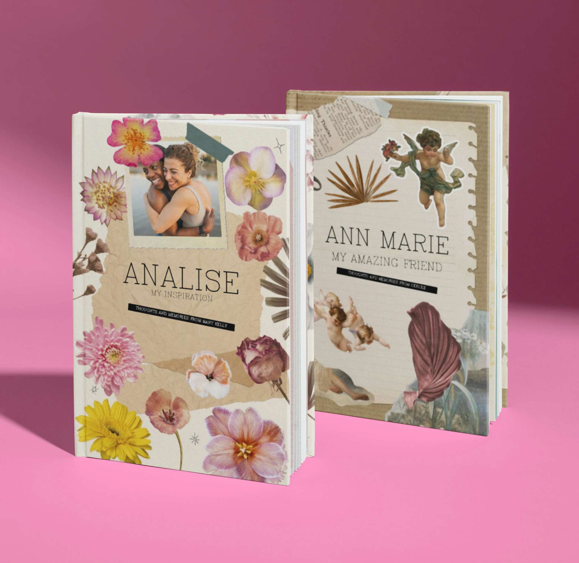 Two personalised friendship book covers