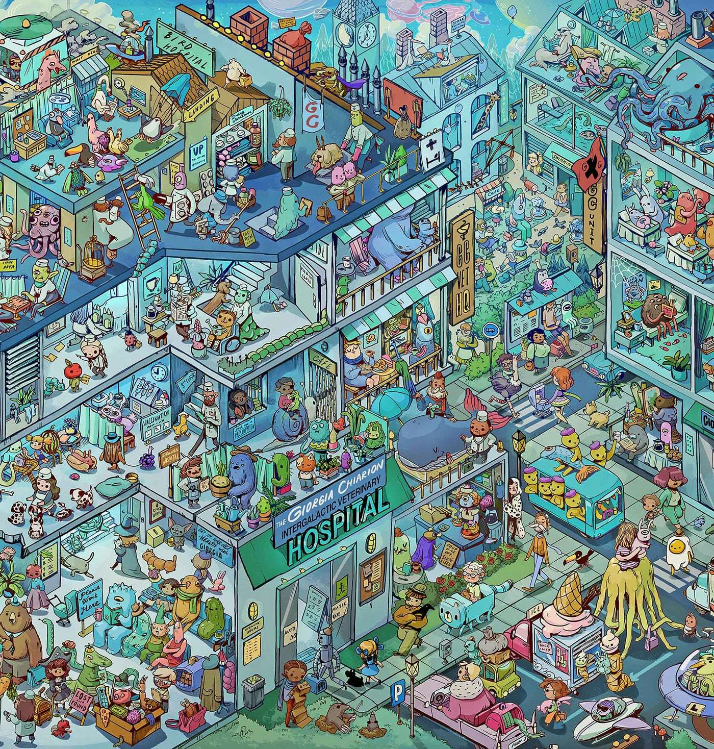 A detailed picture of one of the illustrations in Where are you...?