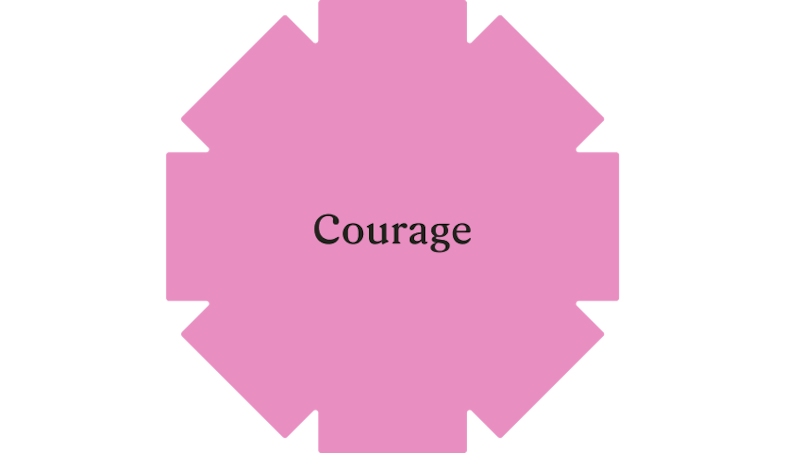 pink circle with the word courage inside