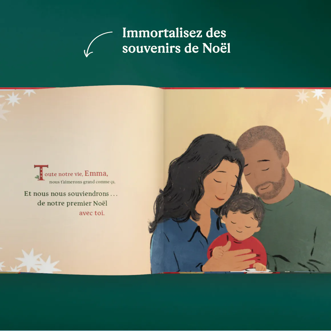 Une page intérieure du livre personnalisé - Notre premier Noël avec toi