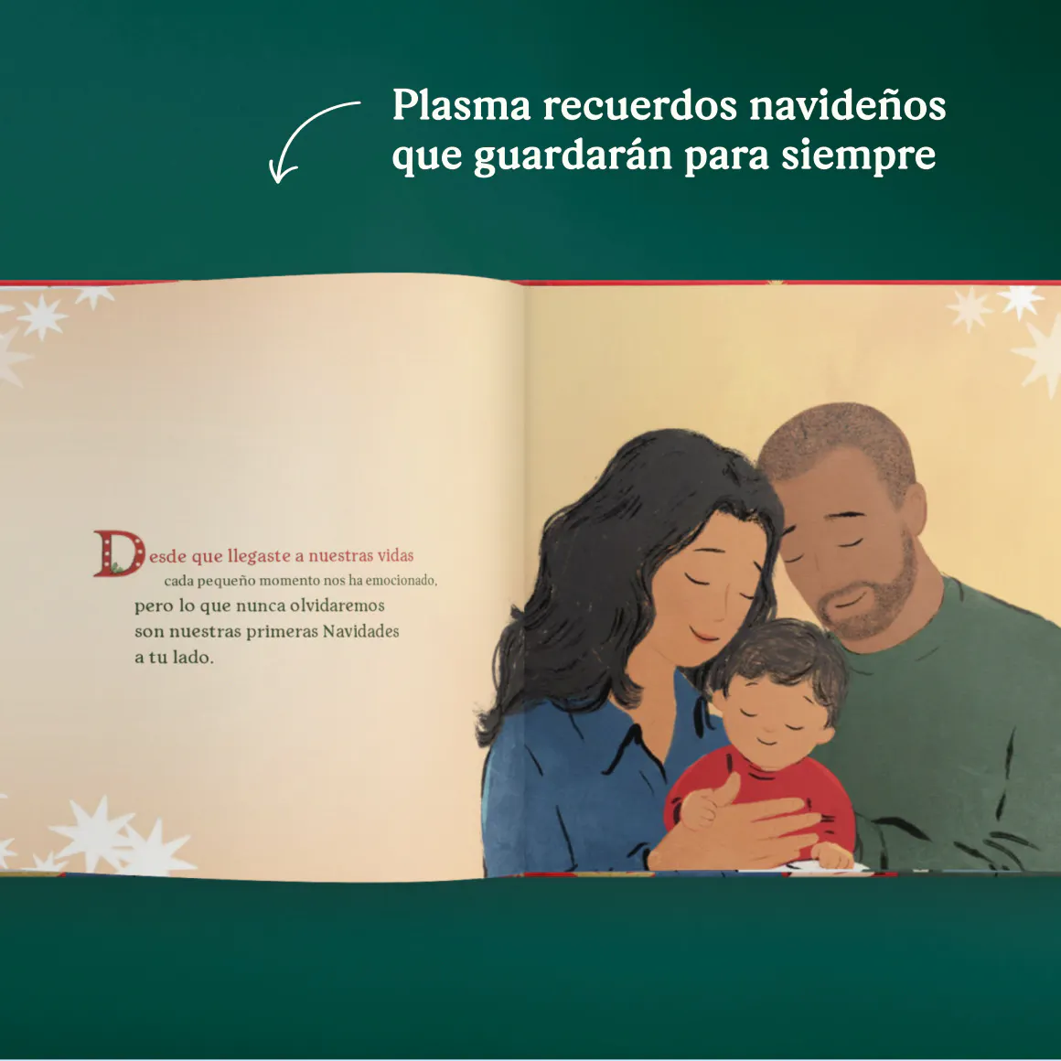 Una página de un libro personalizado - Las primeras Navidades a tu lado