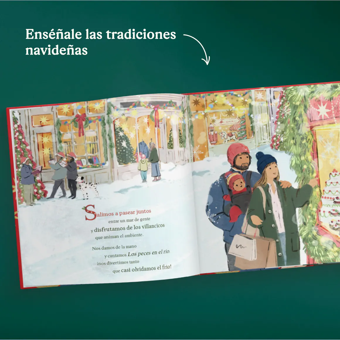 Una página de un libro personalizado - Las primeras Navidades a tu lado