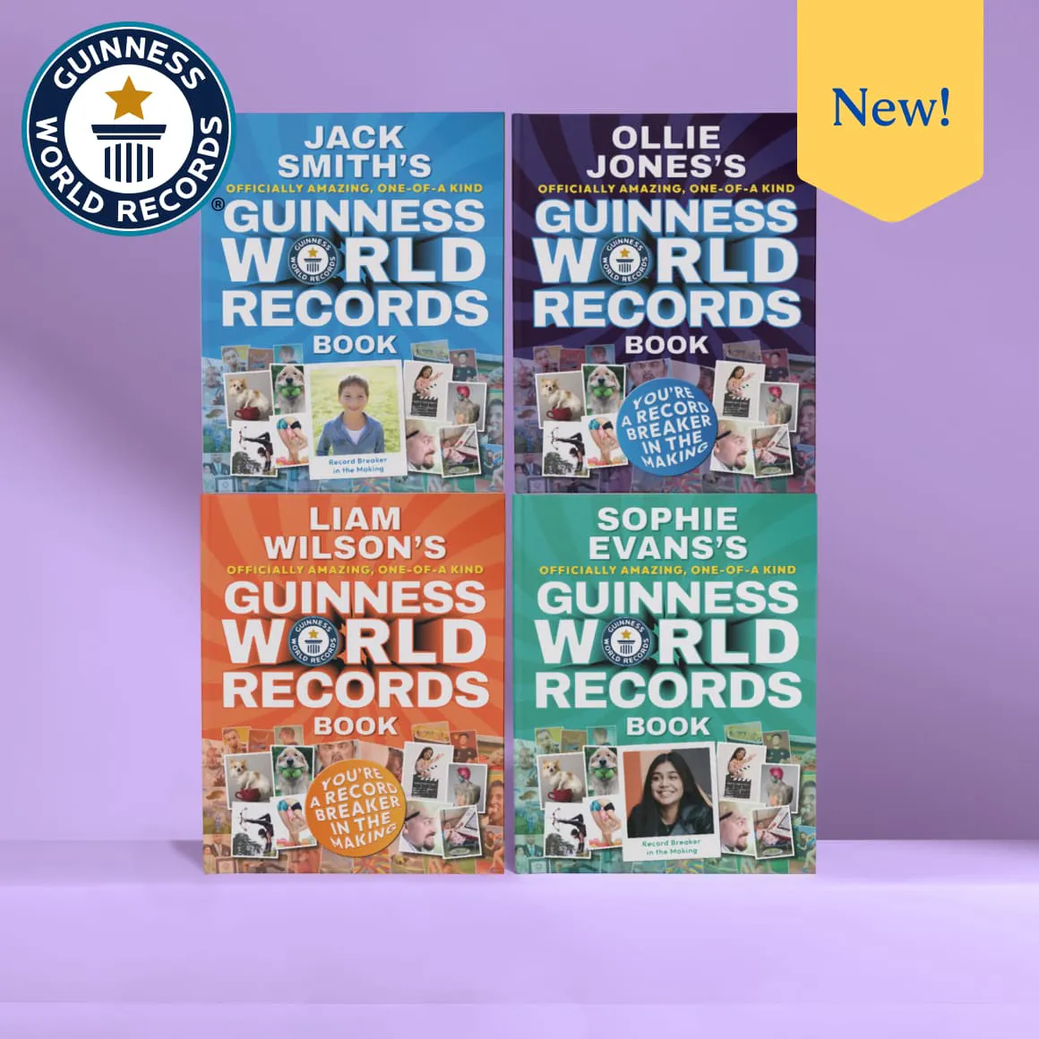 Four personalised book covers