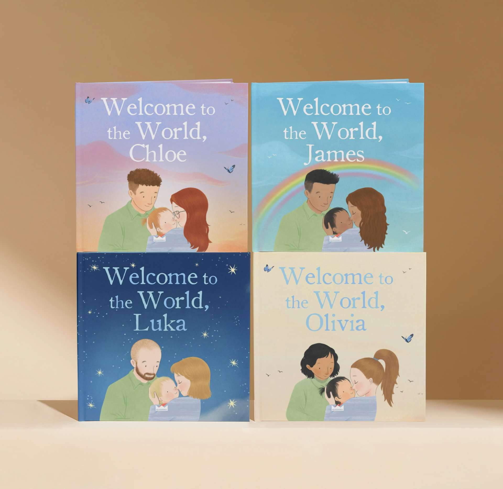 four personalised book covers