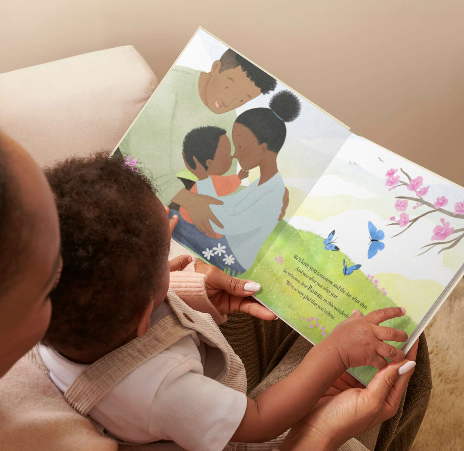 mother and child reading personalised book