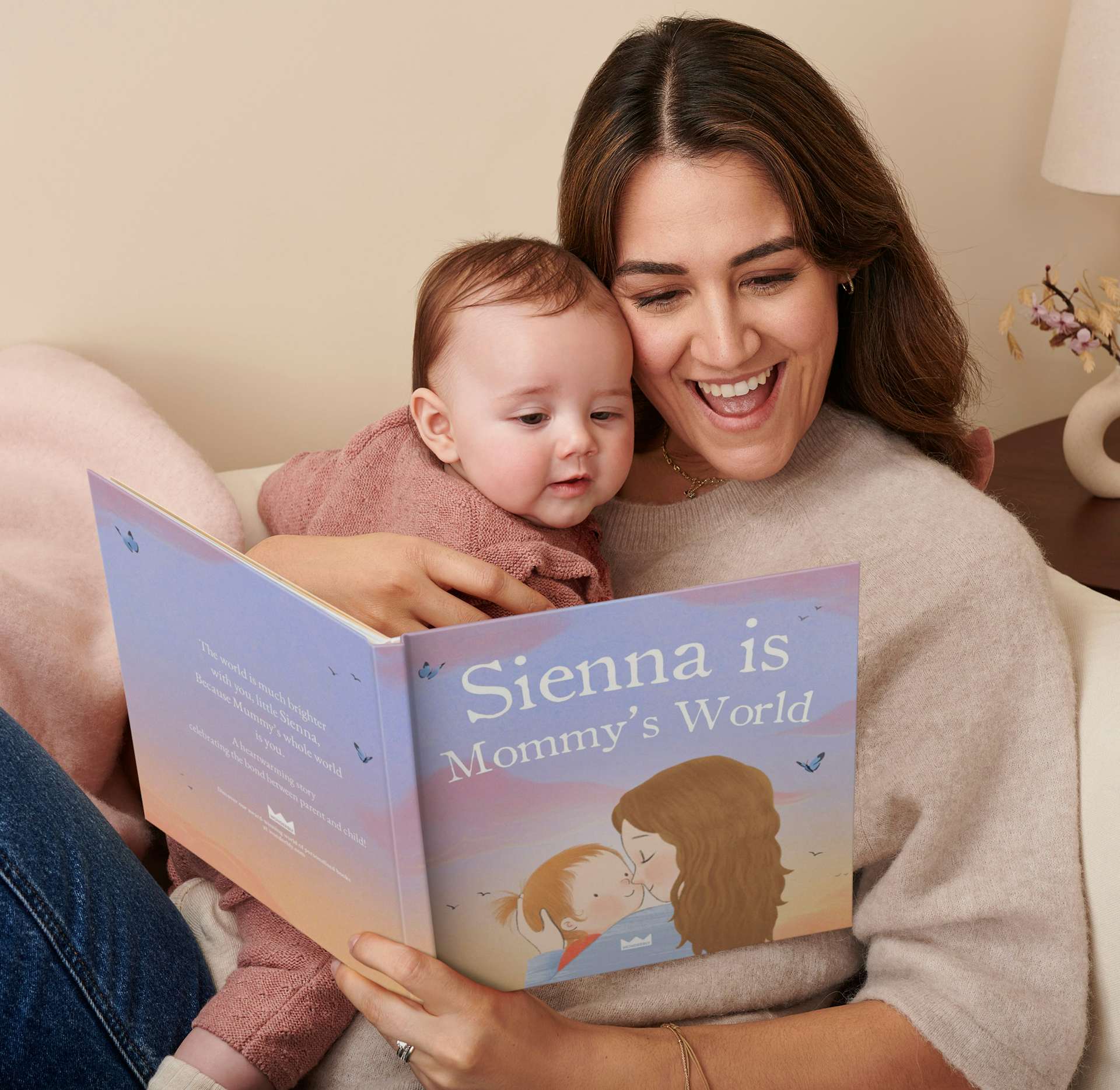 mother and child reading personalised book