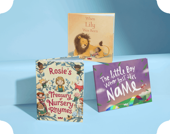 Three personalised book covers