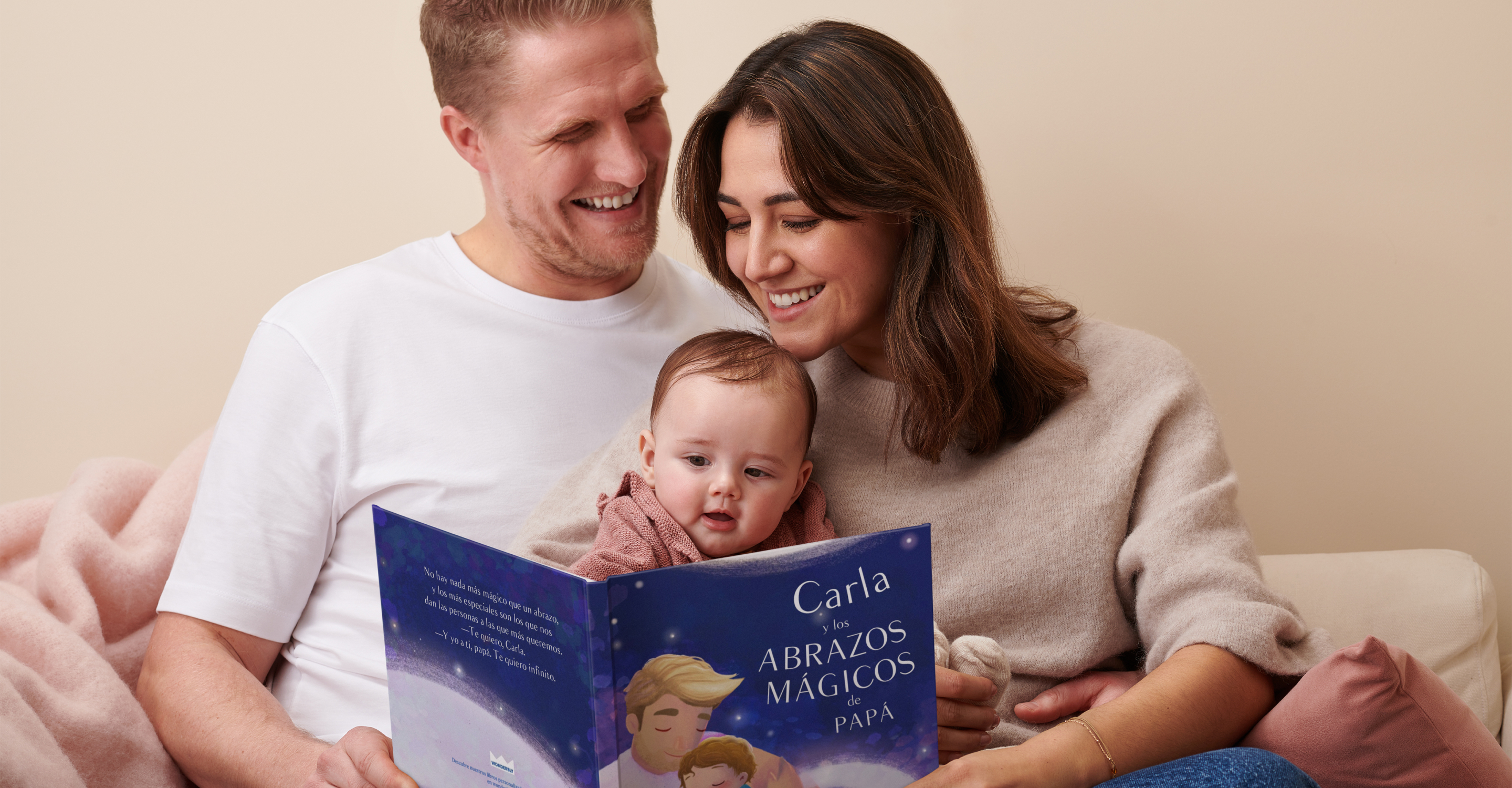 family reading personalised book