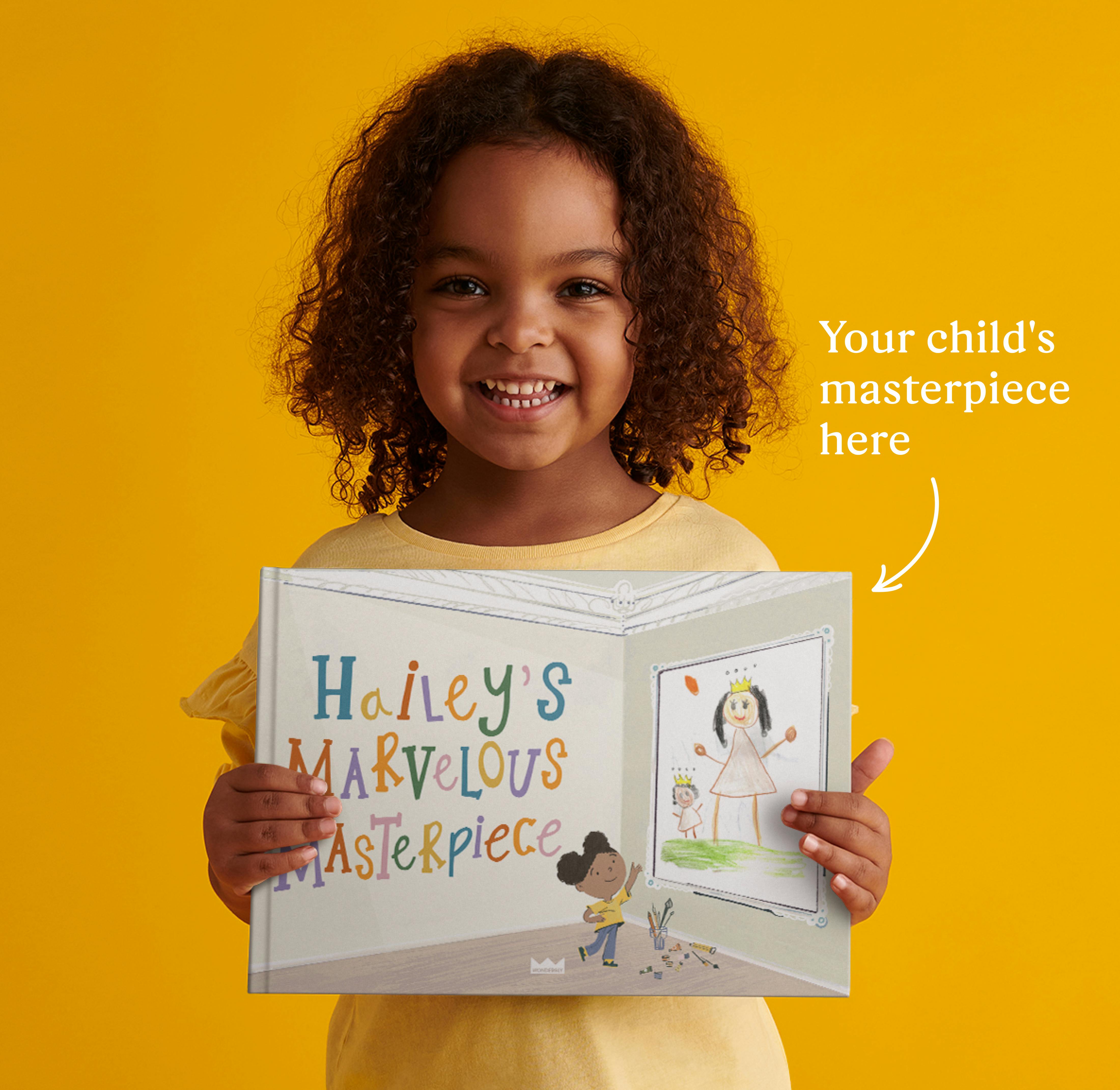 child holding personalised book