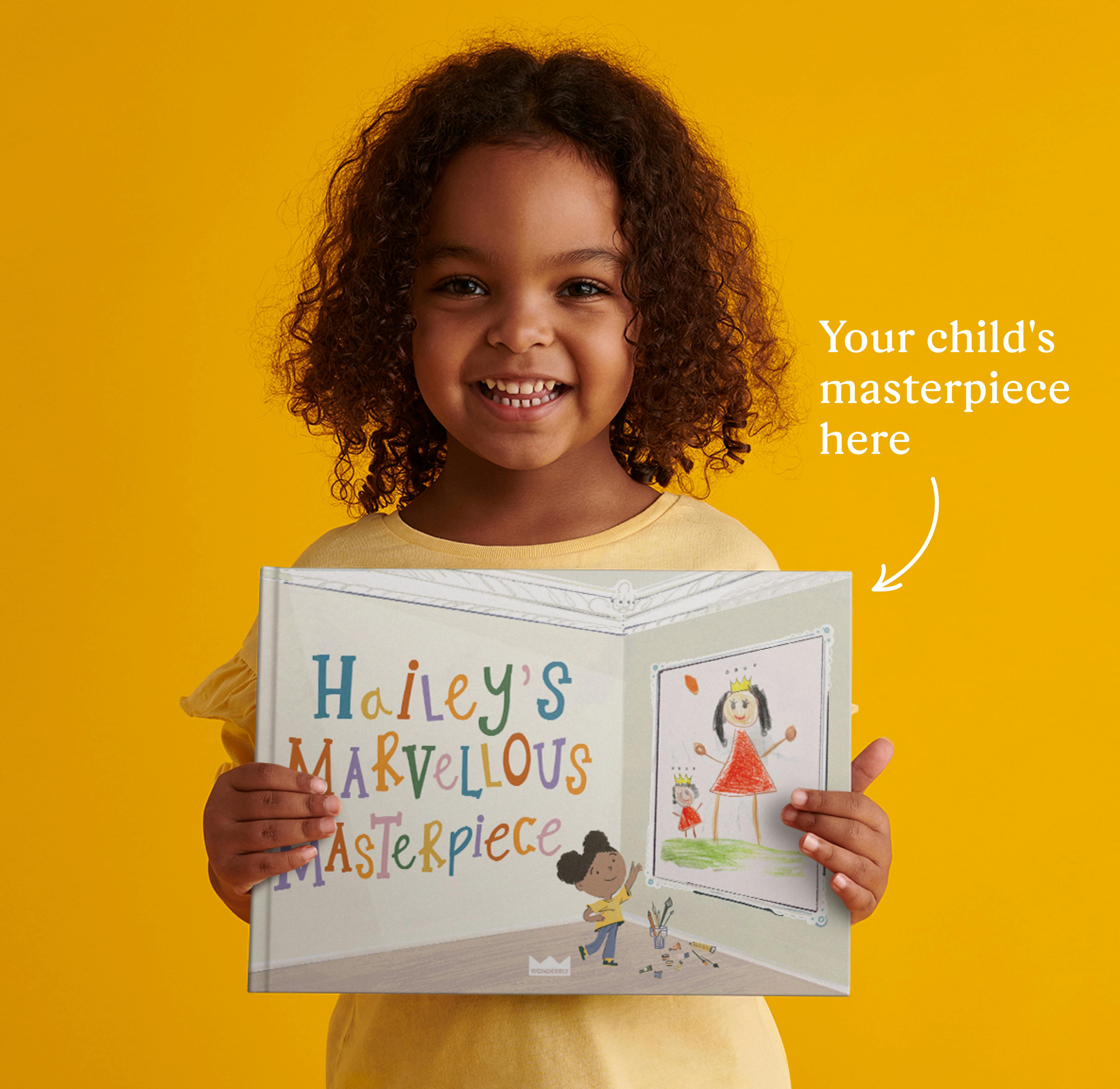 child holding personalised book