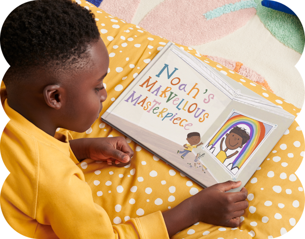 child reading personalised book