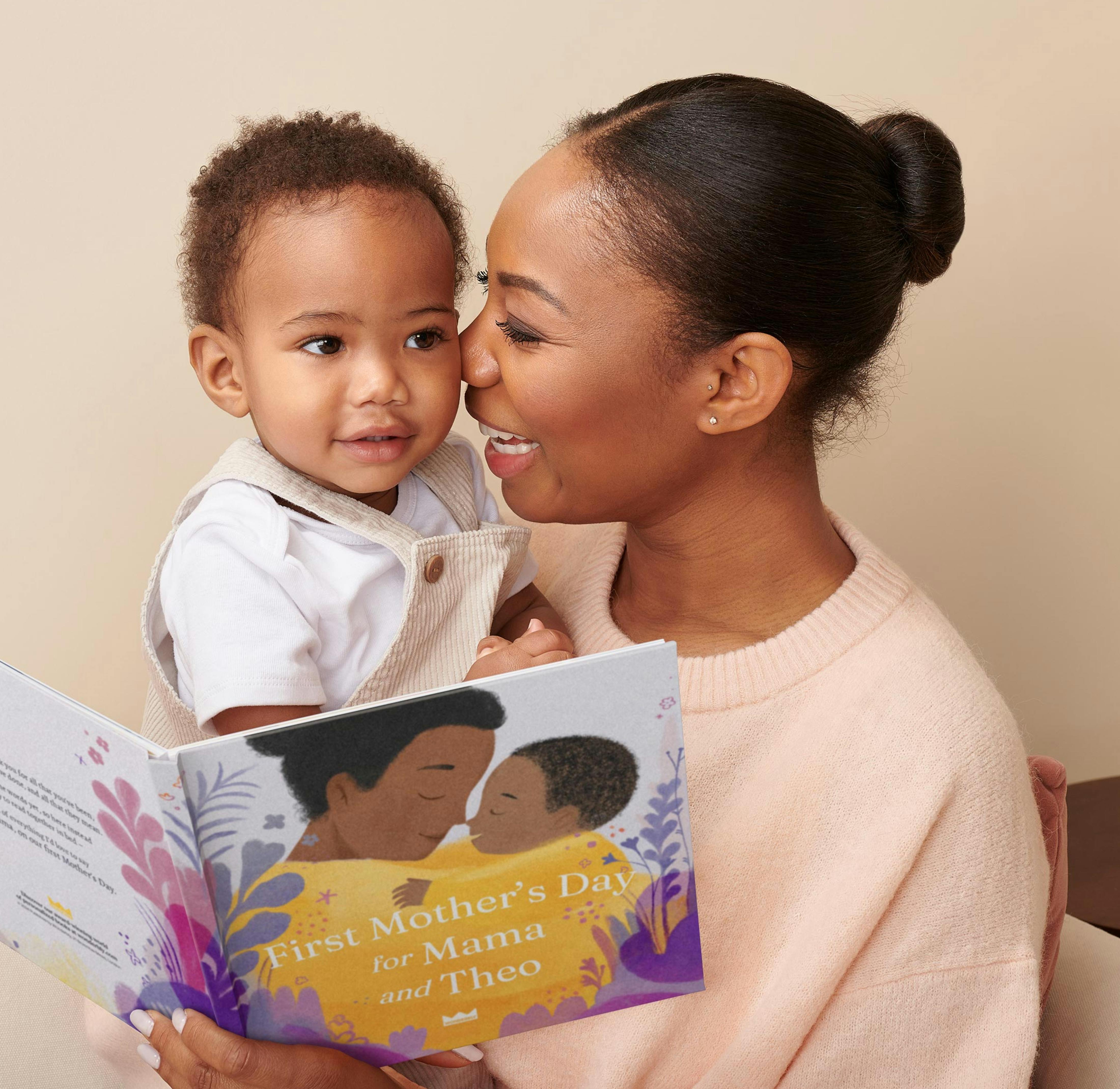 mother and child reading personalised book