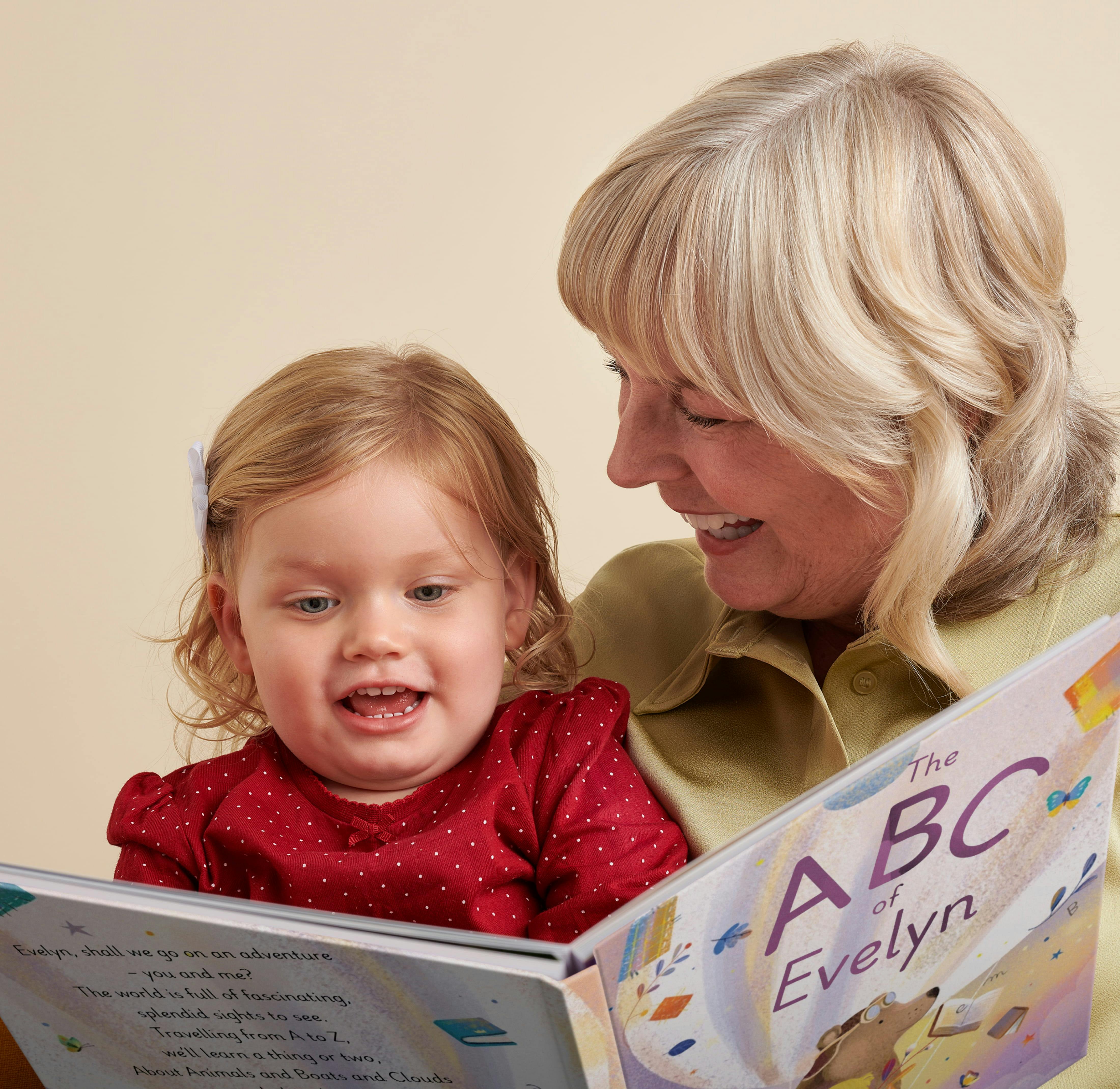 Family reading a book together