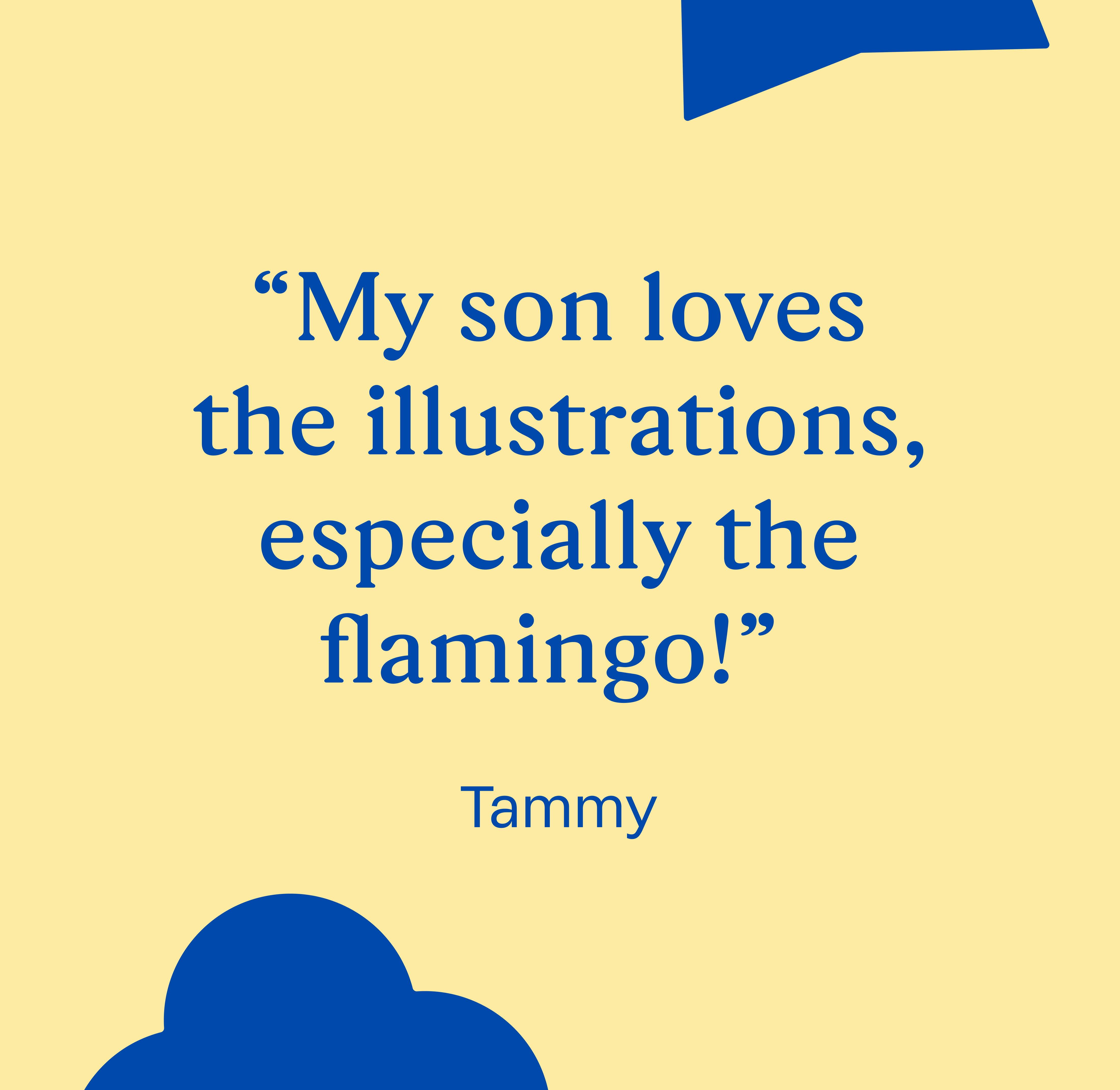 "My son loves the illustrations, especially the flamingo!" Tammy