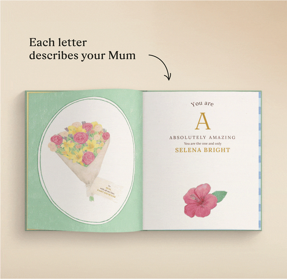 GIF showing the personalised pages of the book