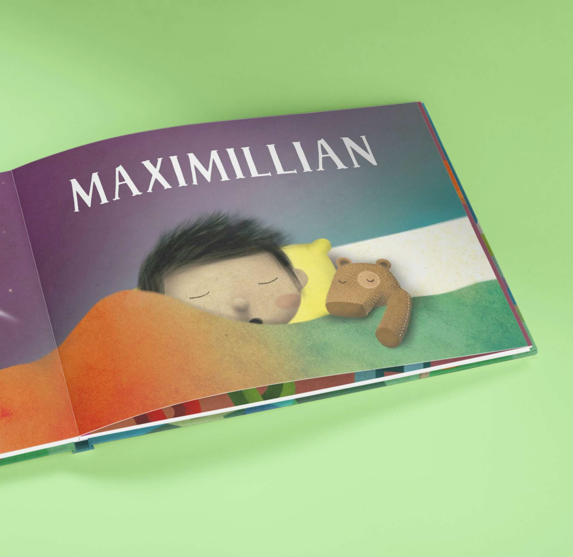 Eine aufgeschlagene Seite des personalisierten Buches