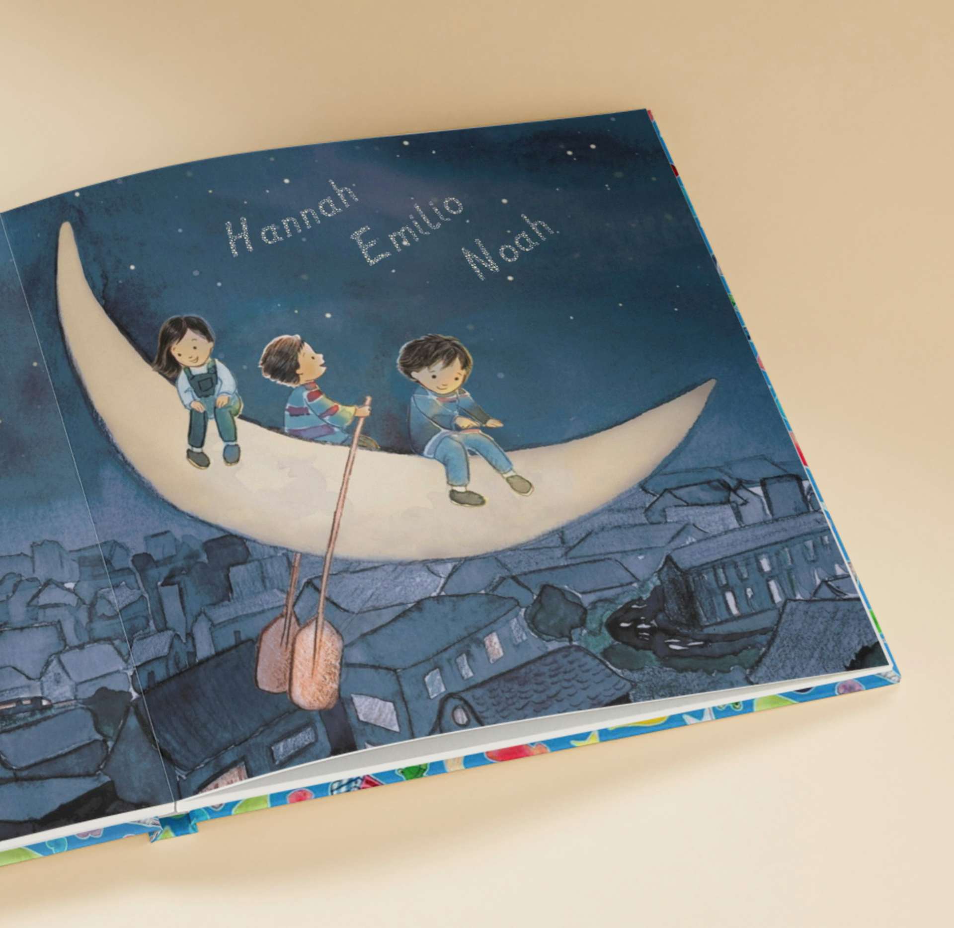 Eine aufgeschlagene Seite des personalisierten Buches