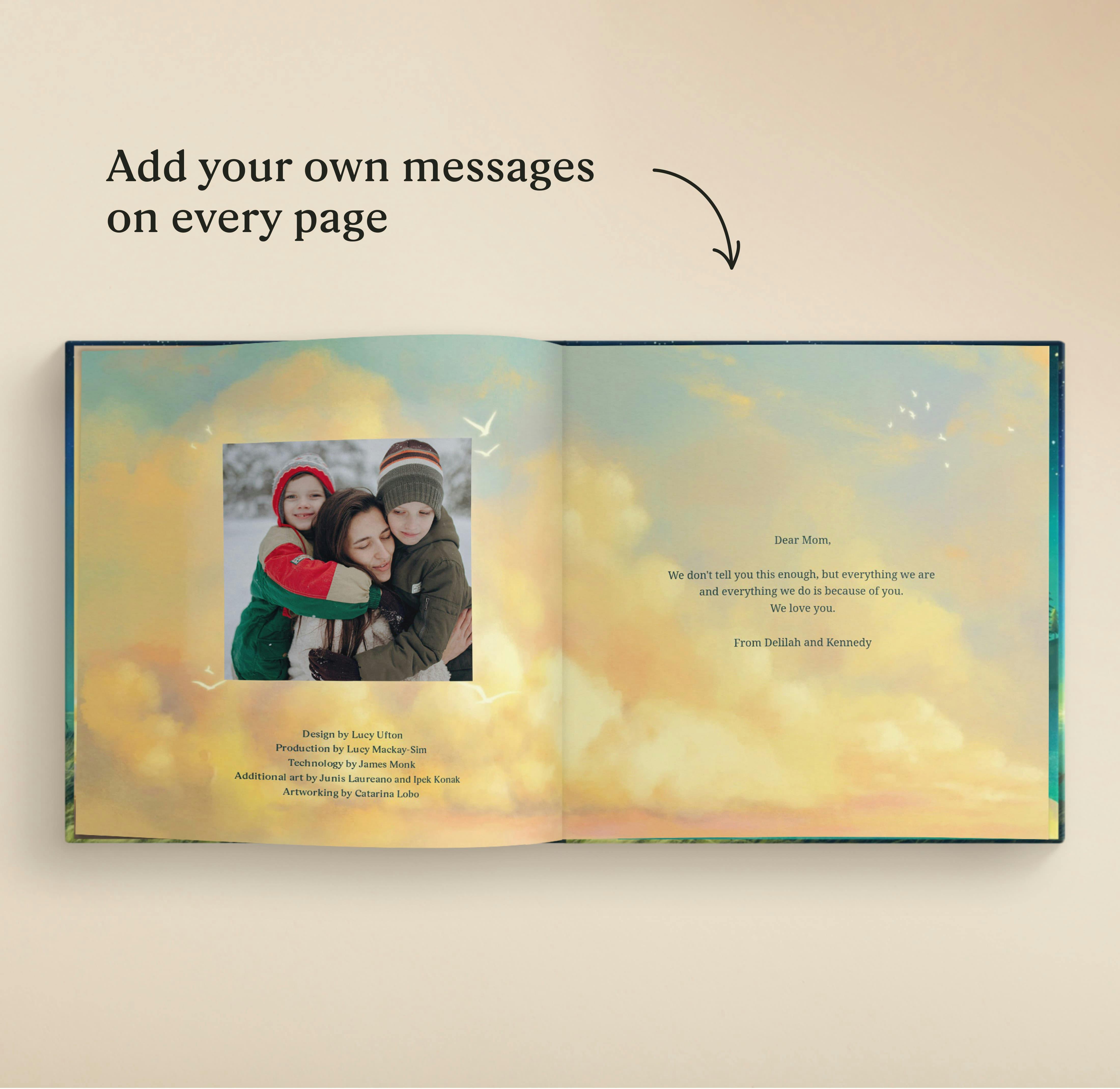 GIF showing the personalised pages of the book